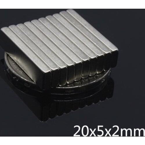 50pcs 20mm x 5mm x 2mm Super Powerful magnetic N35 NdFeB Strong Rare Earth Block Magnet Neodymium permanent Magnets 20*5*2mm