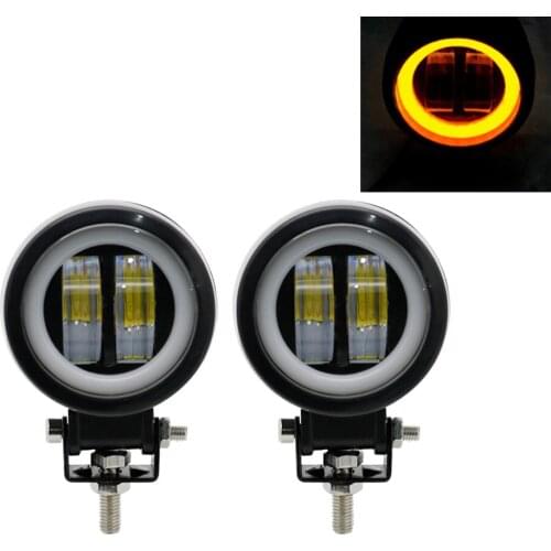 2PCS 3Inch 20W 12V24V LED Work Lights Waterproof Square Angel Eyes Driving Pods Offroad Car Boat LED Bar Light ATV 6500K
