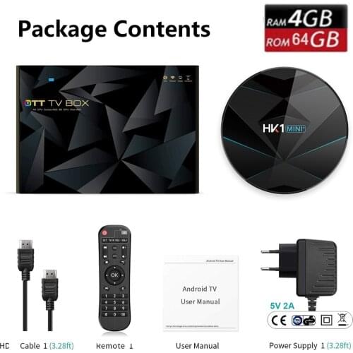 5PCS HK1 MINI Plus RK3318 TV Box Android 9.0 4GB RAM 64GB Google Voice 1080p 4K 60fps USB3.0 Google Play Set top box