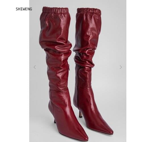 2021 Womens Brand Pointed Toe High Heel Boots Lady Fashion Elastic band Boots Lady Sexy Over The Knee Boots For Women Autumn