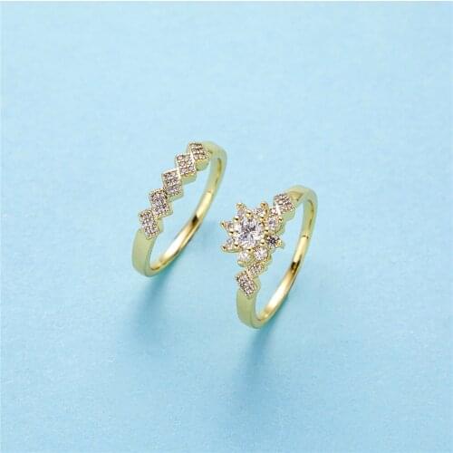2020 Oct Finger Rings Women Round Crystal Caesar Ring Gold Color Ethnic Wedding Jewelry Ring