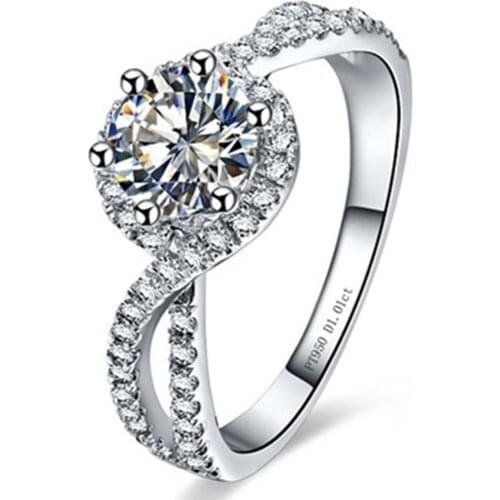 1CT 18K White Gold Plated Diamond NSCD Diamond Ring Woman Engagement S925 Stamped Jewlery Sterling Silver Marriage Jewelry