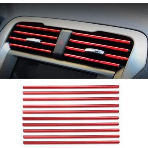10Pcs/set Car Air Conditioner Outlet Decorative U Shape Moulding Trim Strips Accessories for Ford Focus Fusion Escort Kuga