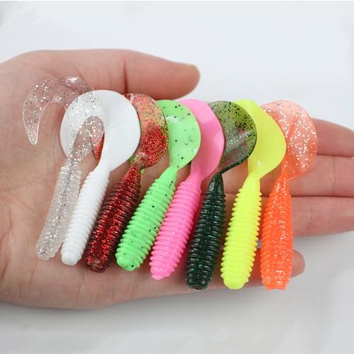 10PCS Fishing Worm Minnow Soft Bait 50mm Jig Wobbler Artificial Silica gel Bait Trolling Floating Swimbait Perch Fishing tackle