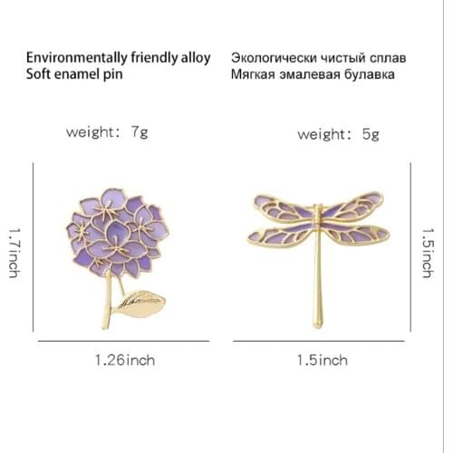 20/Lot Dragonfly Lilac Alloy Metal Brooch Badge Figures Pin For Lapel Action Figure Toy