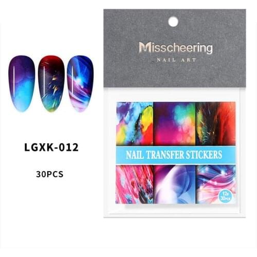 2020HOT! 30PCS Flower Starry Laser Nail Art Stickers Foil Colorful Laser Transfer Sticker Mixed Patterns Foils Transfer Sticker