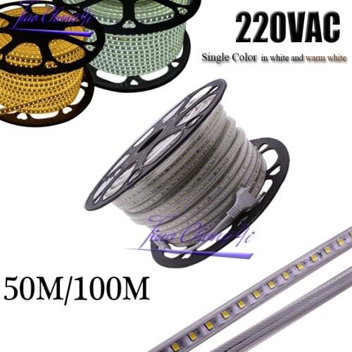 220VAC Led Strip 2835 100Leds/M IP67 Waterproof With Power Adapter Flexible LED Tape Ribbon Outdoor 50M/rolls,100M/rolls