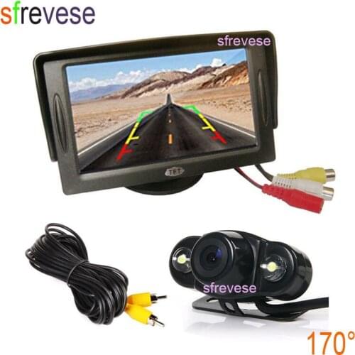 4.3" Car LCD Monitor Rear View Kit + 2 LED Night Vision Reversing Parking Backup Camera 170 Degree Waterproof