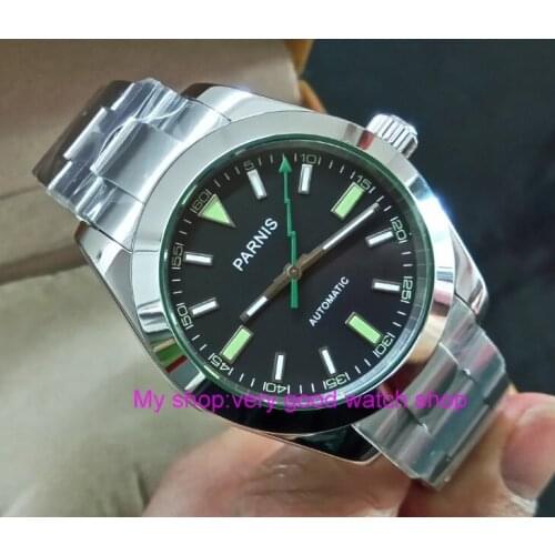 40mm PARNIS Black dial 21 jewels Automatic Self-Wind movement Sapphire crystal mens watches 387A