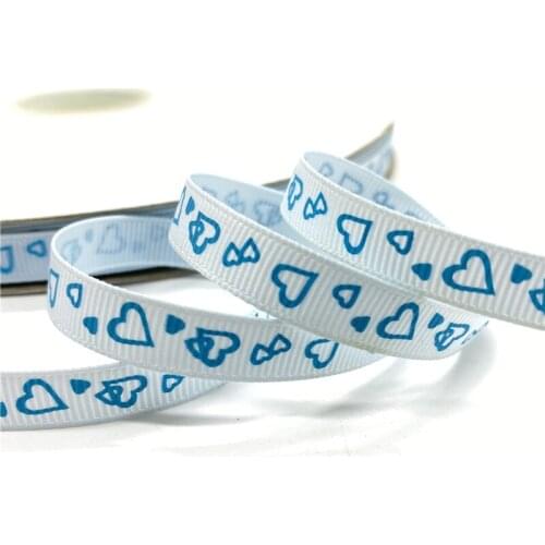 5Yards 10mm Grosgrain Ribbon Printed Heart-shaped Pattern For Christmas Wedding Decoration DIY Sewing Handmand Craft #02