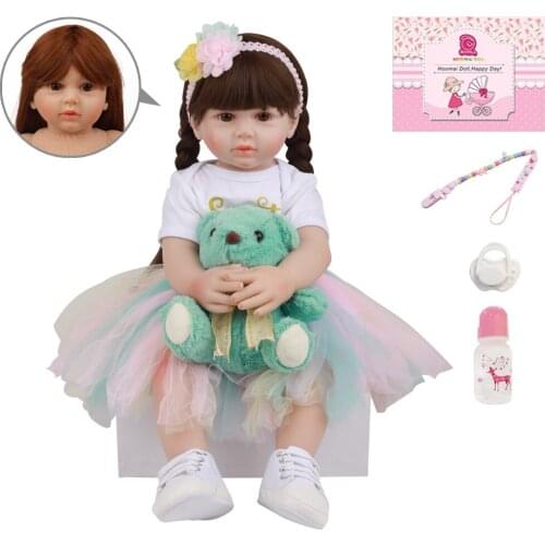 60 CM Fashion Real Bebe Reborn Girl Doll 24'' Silicone Soft Cotton Body Lovely Reborn Princess Baby Dolls For Children Gifts