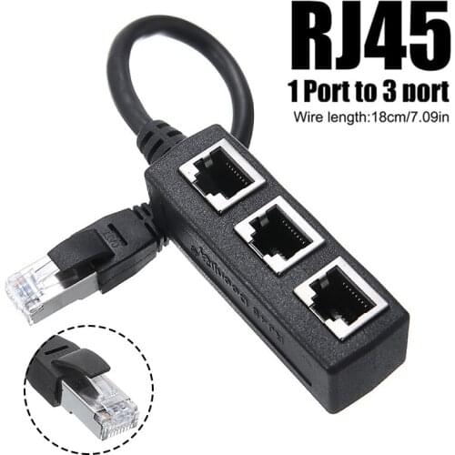 Mayitr 1pc Durable 1 Male to 3 Female LAN Port Splitter Adapter High Quality Ethernet RJ45 Extension Line For PC Laptop Computer