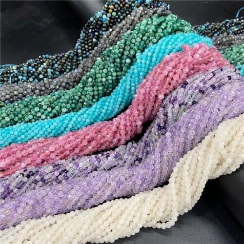 Natural 3mm 4mm Tindy Round Stone Beads Section Quartzs Amethysts Amazonite Loose Beads for Jewelry Making Bracelet Necklace DIY