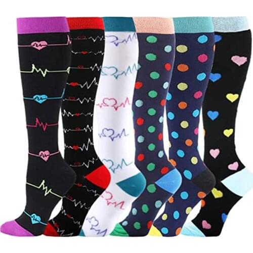 58 Styles New Compression Stockings Heart Shaped Color Dot Golfs Tube Yoga Nurse Pressure Running Unisex Compression Socks