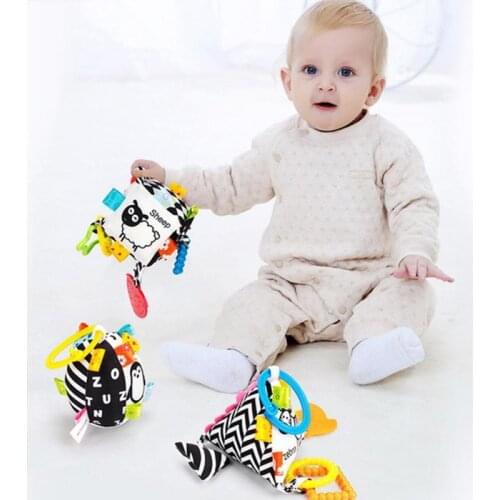 Baby Rattles Toys Developmental Toys Black White Geometry Hanging Newborn Plush Ring Bell For Infant Boy Girl Gifts Toddler Toy