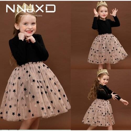 Kids Dresses For Girls Autumn Long Sleeve Girls Ball Gown Dress Sequined Star Children Dress Casual Wear 3 6 8 Years Vestidos