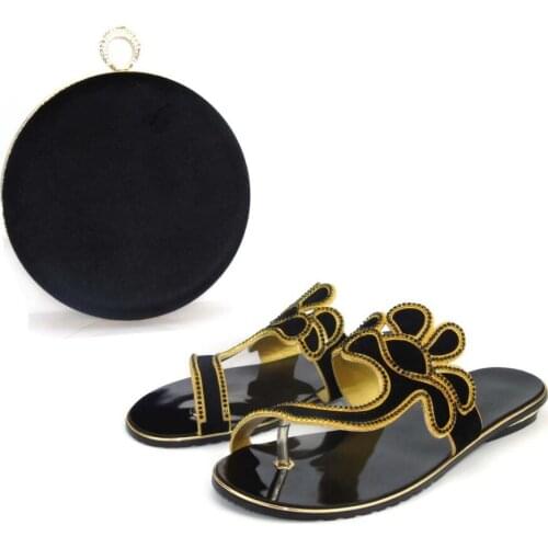 Doershow Wonderful matching Italian shoes and bag set for evening party in black open toe sandals and clutch bag !TBY1-3