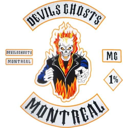 DEVIL GHOSTS MONT REAL MC Embroidered Applique Sewing Label punk biker Patches