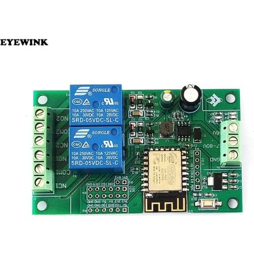 ESP8266 ESP-12F WiFi AC 250V / DC 30V 2 Channel Relay Module Wireless Development Board for Arduino Smart Home