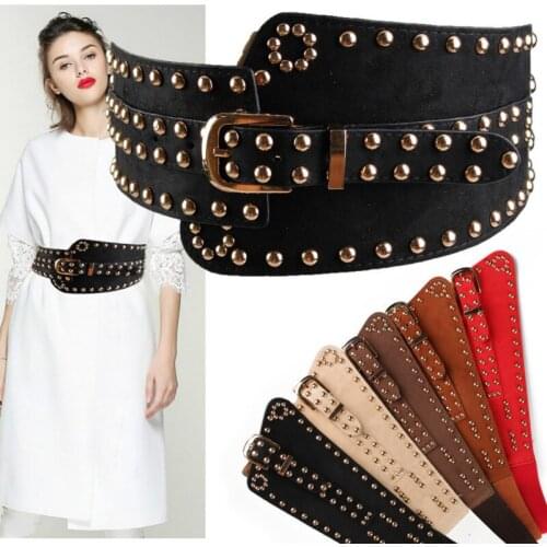 European and American fashion rivet waist sealwaist retro elasticdecorative windbreaker wide belt women accessories coat sweater