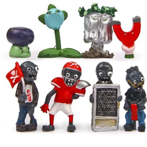 8pcs/lot Plants vs Zombies Figures Toys Snow Pea Fume-shroom Football Zombie Flag Zombie PVC Action Figure Model Toy Kids Gifts