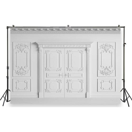 HUAYI Photography Backdrops White Brick Wall Newborn Studio Portraits Photobooth Background Old Door Wall Photo Backdrop W-7437