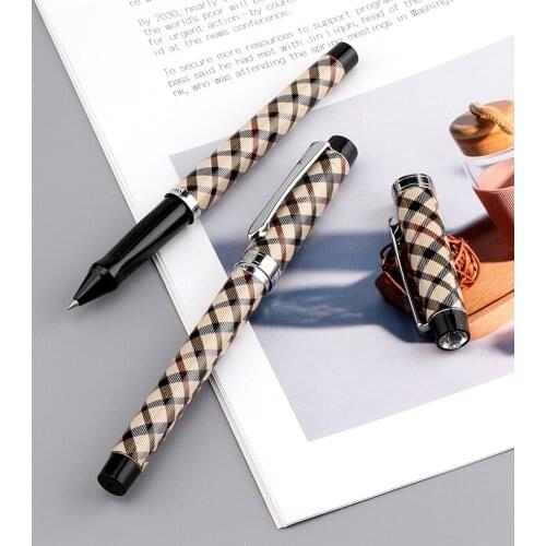 12 Baoke PC2828 Gel Pen 0.5mm Bullet Point British Checkered Pattern Signature Pen Office Student Water Pen Student Supplies