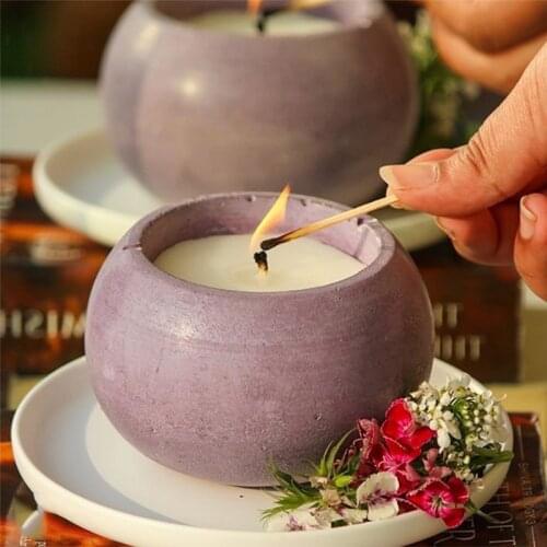 Art Cement Candlestick Concrete Mould Spherical Design Concrete Candle Cup Silicone Mold Concrete Candle Vessel Molds