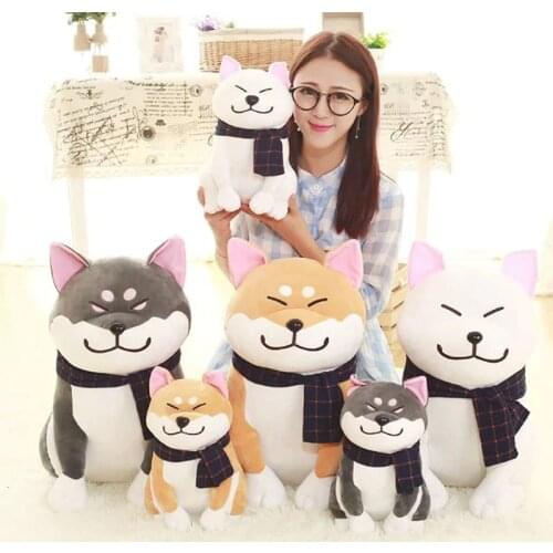 Kawaii Wear Scarf Shiba Inu Dog Plush Doll Toy Soft Stuffed Puppy Dog Plush Toy Christmas Birthday Gifts For Children kids