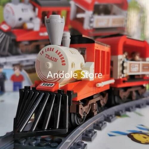 MOC City Classic Swiss Train Building Blocks Freight Train With Tracks Mode Assembly Bricks Cargo Toy For Children Birthday Gift