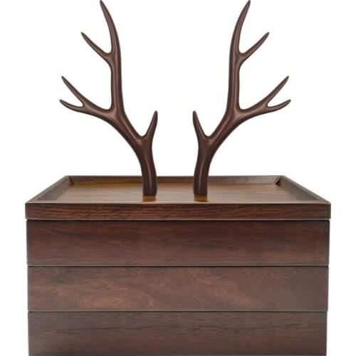Creative personality solid wood storage box fashion Retro Black Walnut jewelry box
