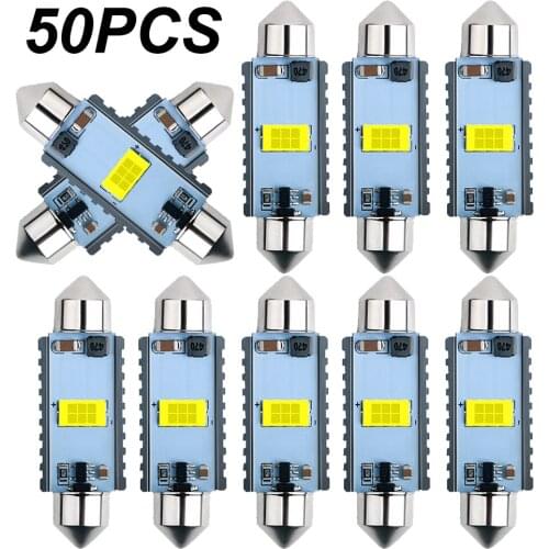 50pcs C5W LED CANBUS C10W led bulb Festoon 31mm 36mm 39mm 41mm CSP Car Interior Dome Lamp License Plate Reading Light White 12V