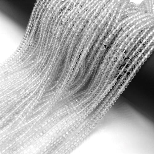 Small Micro-faceted White Topa Beads Wholesale Strand Loose Spacer 2/3 mm Tiny Transparent Clearly Quartz Bead For DIY Jewelry
