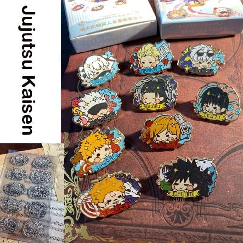 Anime Jujutsu Kaisen Comics Gojo Satoru Metal Badge Figure Brooch Pin Bags Medal Button Souvenir Costume Props Decor Xmas Gift