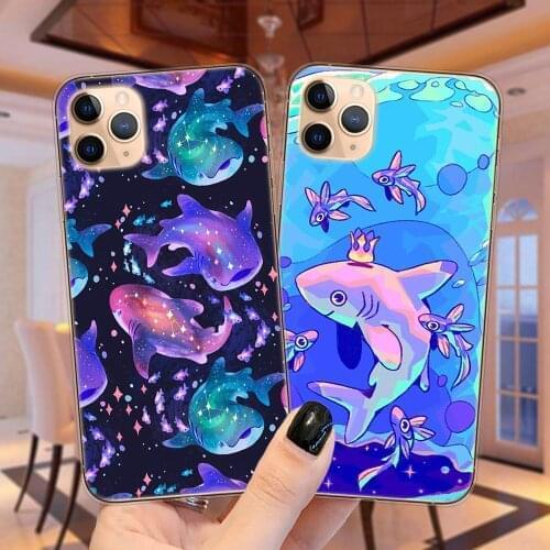 Cute Cosmic Whale Shark Phone Case For iPhone 11 12 Pro XS MAX X XR 6S 7 8 Plus 5S SE 2020 12Mini Soft Silicone Cover Fundas