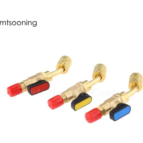 Mtsooning 3pcs 1/4 SAE Car Air-conditioning Refrigeration Ball Valve Adapter For R12 R22 R502 R134a Copper On/OFF Valve