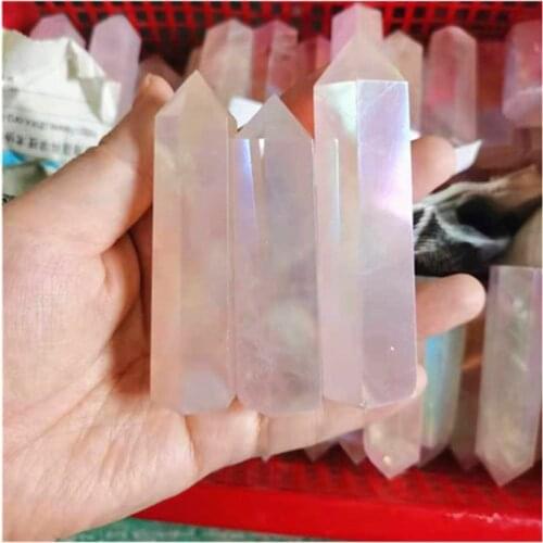Aura Rose Quartz Wand Point Natural Stones For Home Decoration Gemstones