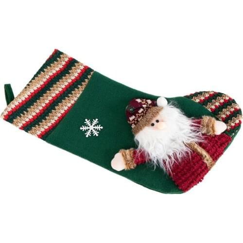 Santa Candy Socks Snowman Elk Doll Christmas Stockings Candy Socks Gifts Bag With Hanging Loops Xmas Tree Fireplace Decorations