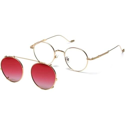 Mimiyou Punk Polarized Round Sunglasses Women Vintage Removable Clip Glasses Men Sun Glasses Women Brand UV400 Eyeglasses Shades