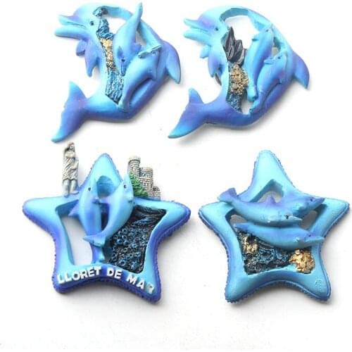 Resin Fridge Magnet Dolphin Tourist Travel 3D Fridge Magnet Sticker Travel Souvenir Kitchen Home Decoration Accessories