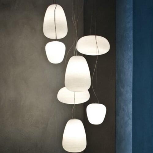 Simple White Glass Cord Pendant Lamp Milky Ball Hanging Lights Bedroom Thread Cloud Pendant Lamps