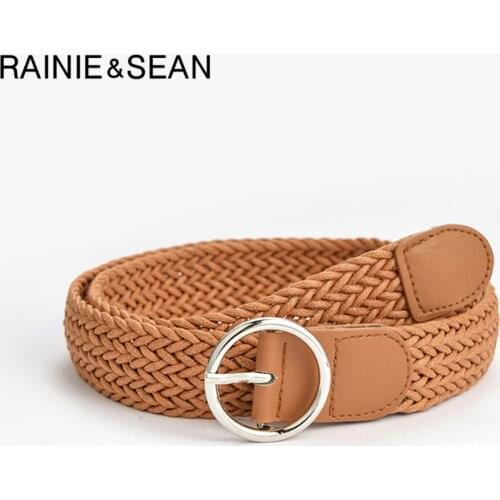 Knitted Women Belt Vintage Ladies Belt for Trousers Solid Female Red Camel Coffee Gray Navy Strap Belt 105cm