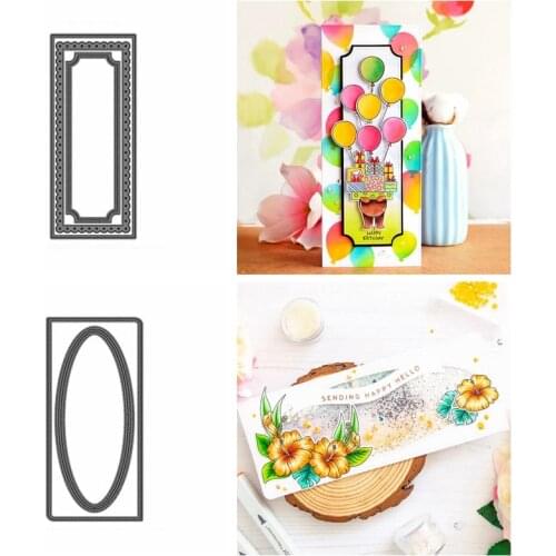Long Rectangle Oval Frame Metal Cutting Dies for DIY Scrapbooking Album Paper Cards Decorative Crafts Embossing Die Cuts 2020