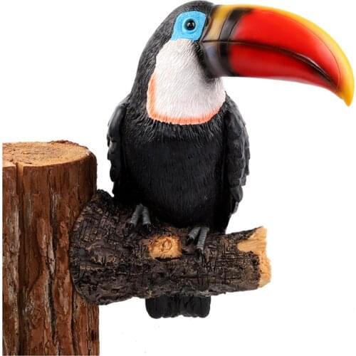 Simulation Big-Billed Toucan Ornaments Resin Fake Birds Crafts Garden Animal Tree Hanging Pastoral Decoration Pendant LBS