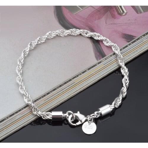 Utimtree Wholesale Simple 925 Silver Bracelets Bangles Fashion Jewelry For Women Chain Bracelet Femme Drop Shipping