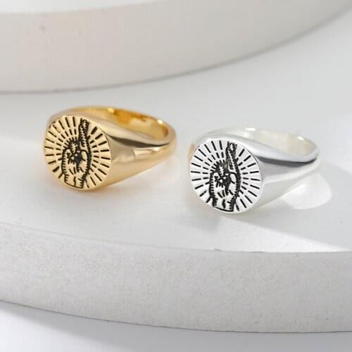 Gothic Heart Love You Rings For Women Finger Gesture Punk Hip Hop Ring Romantic Engagement Wedding Ring Jewelry Bague Gift