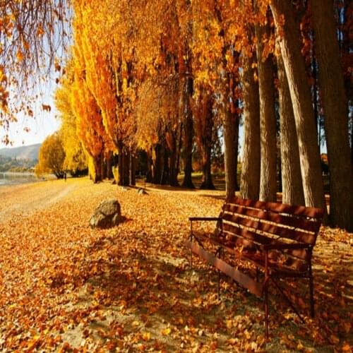 Dropship Colomac Gold Wallpaper Autumn Beauty Lakeside Trees Cottages Frescoes Forest Wallpaper Wall Cover Papier Peint Mural
