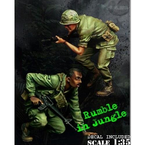 1:35 Vietnam war US military battlefield fast moving 2 People miniatures Resin Model Kit figure Free Shipping