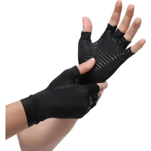 1 Pair Arthritis Compression Gloves for Women Men Joint Pain Relief Half Finger Brace Therapy Wrist Support Anti-slip