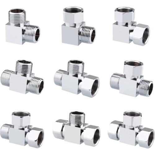 1 PCS G 1/2'' Copper Plating Union Tee Type Male Thread Thicken Water Pipe Fittings Joint Gas Three Outer Wire Connect Adapter